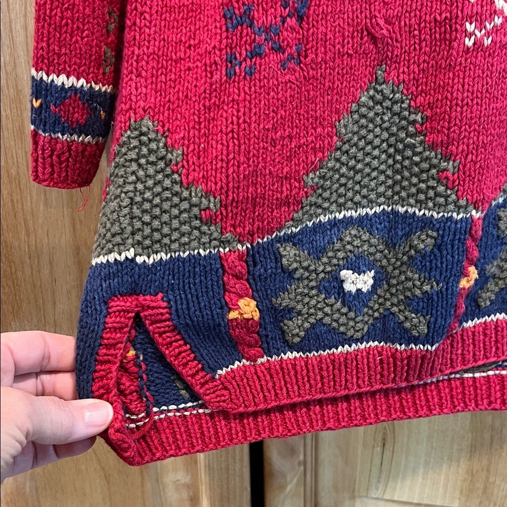 Vintage Red Knit Sweater Northern Isles SZ Med - Picture 4 of 7